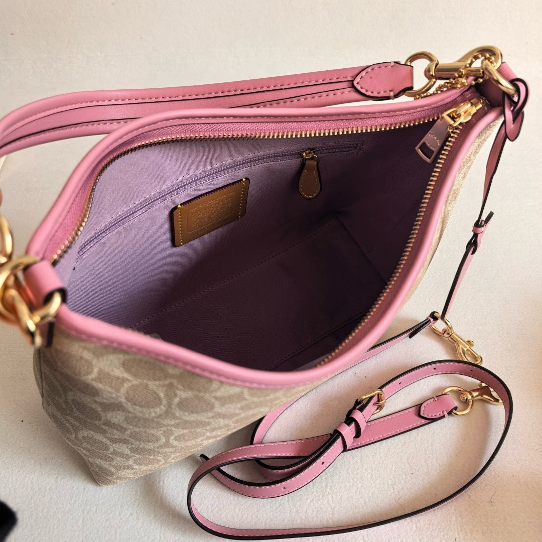 Coach Laurel Shoulder Bag In Signature Canvas With Heart Charm