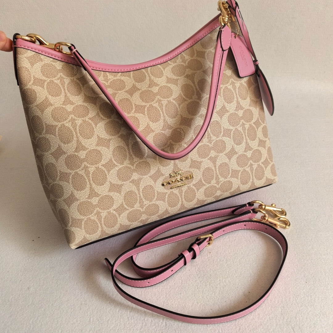 Coach Laurel Shoulder Bag In Signature Canvas With Heart Charm