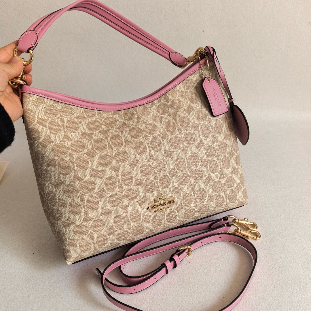 Coach Laurel Shoulder Bag In Signature Canvas With Heart Charm