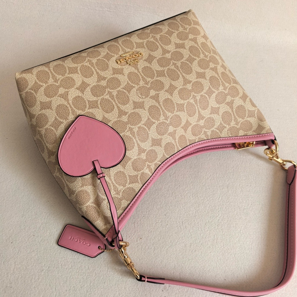 Coach Laurel Shoulder Bag In Signature Canvas With Heart Charm